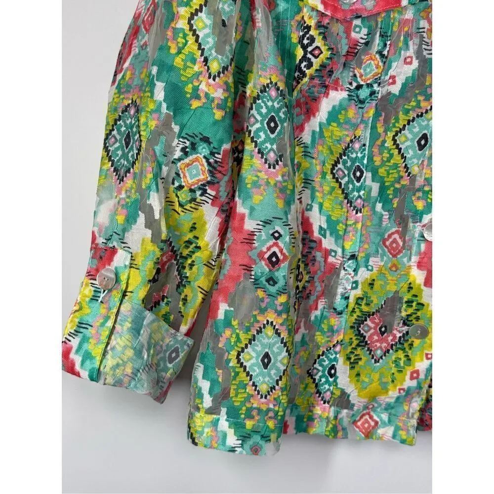 B21 - Ruby Rd. Roll Tab Sleeve Button Front Jacket/Top Size 10 NWOT